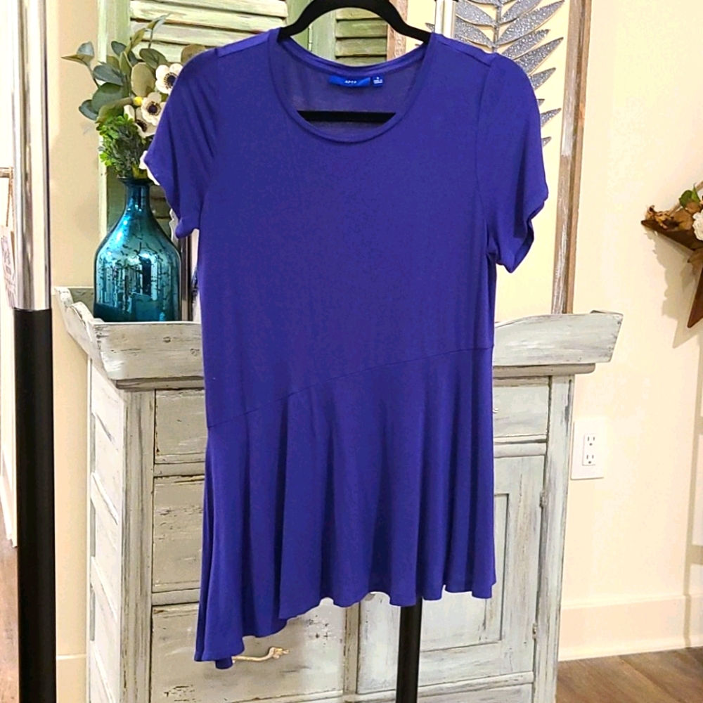 EUC Short Sleeve Asymmetrical Hem Tunic Top